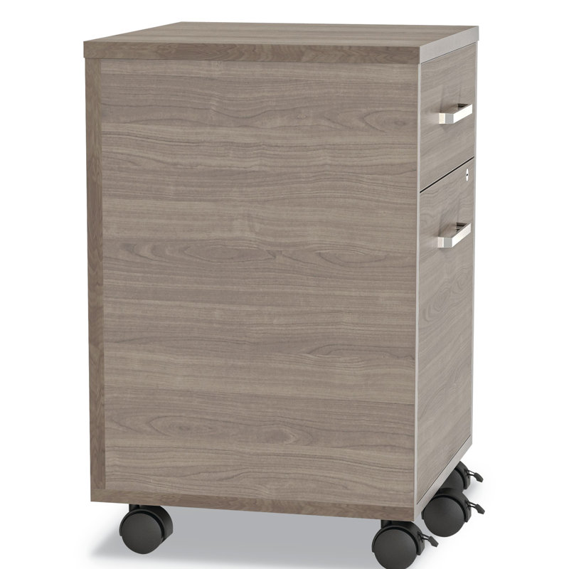 Natural Walnut Mobile 2-Drawer Lockable File Pedestal