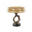 Cole And Grey Glass Wide Brushed Decorative Bowl With Textured Bronze And Black Ring Base