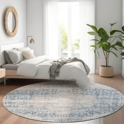 Machine Washable Indoor/Outdoor Cicel ACN1146 Blue Rug