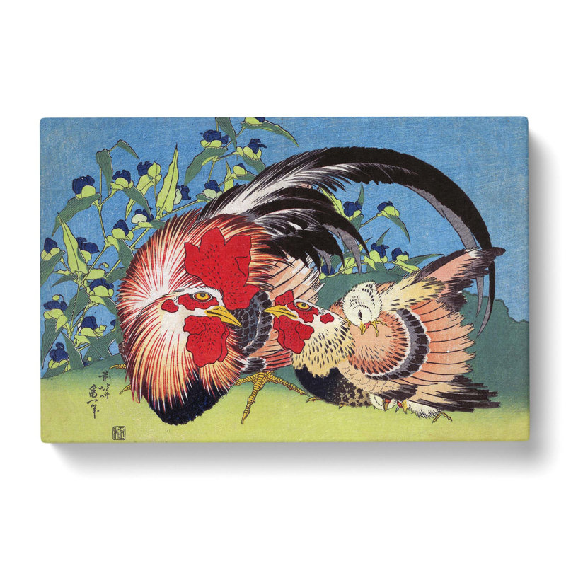 Rooster, Hen And Chicken by Katsushika Hokusai - Wrapped Canvas, 35cm H x 50cm W x 3cm D