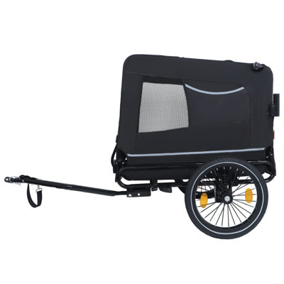 Extra Large 2-in-1 Bike Trailer & Push Cart for Pets - Detachable Bike Hitch & Push Handle Included - All-Terrain Wheels, Quick Release Wheel, Non-Slip Floor, Internal Leash, Holds Up to 88 lbs, Black