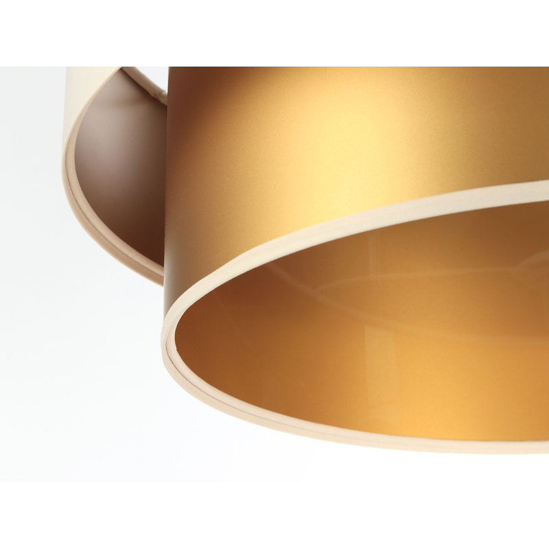 Shandra 1 - Light Black Drum Pendant, 20cm H x 60cm W x 60cm D, Golden/Beige