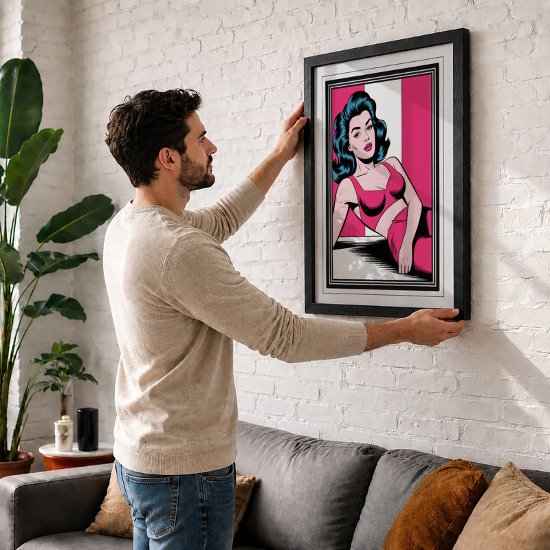Pink Dream Glamour Retro - Framed Print, A4 - 29.7 x 21.0 cm, Oak