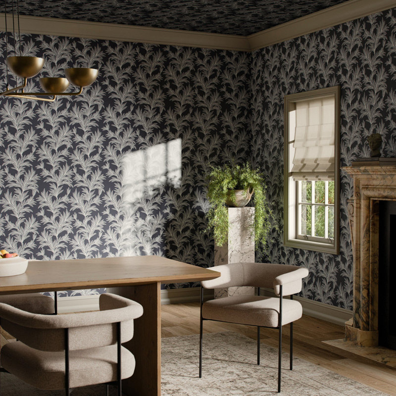 Lush Leaves Wallpaper by Getty Images, Lush Leaves Black I, W12" x H8"