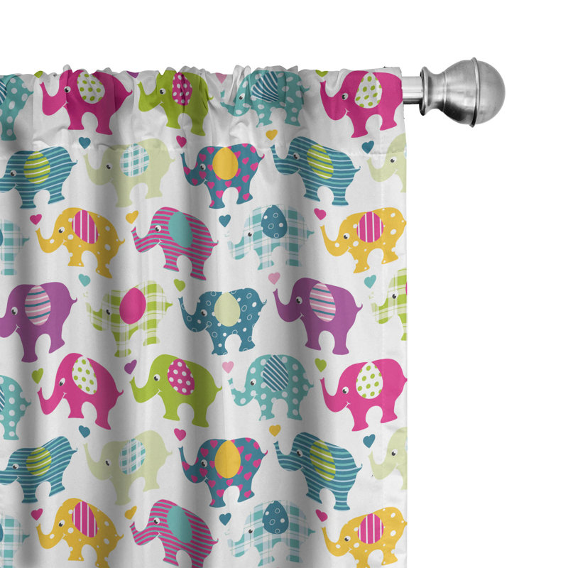 Elephant Nursery Polka Dot Semi-Sheer Rod Pocket Curtain Panels, 28" x 84"