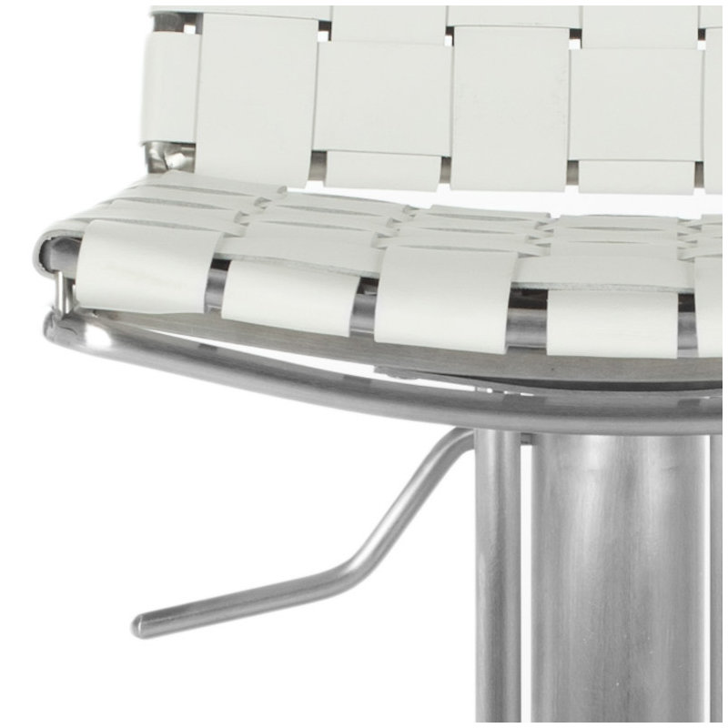 Barber Upholstered Adjustable Height Counter Stool, White