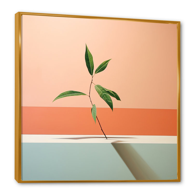 Art mural sur toile Peach, Cadre flottant doré, H 36 po x l 36 po x P 1,5 po