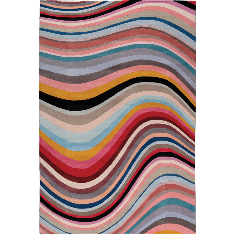 Paul Smith Modern Swirl Pink Area Rug, Rectangle 12' x 18'