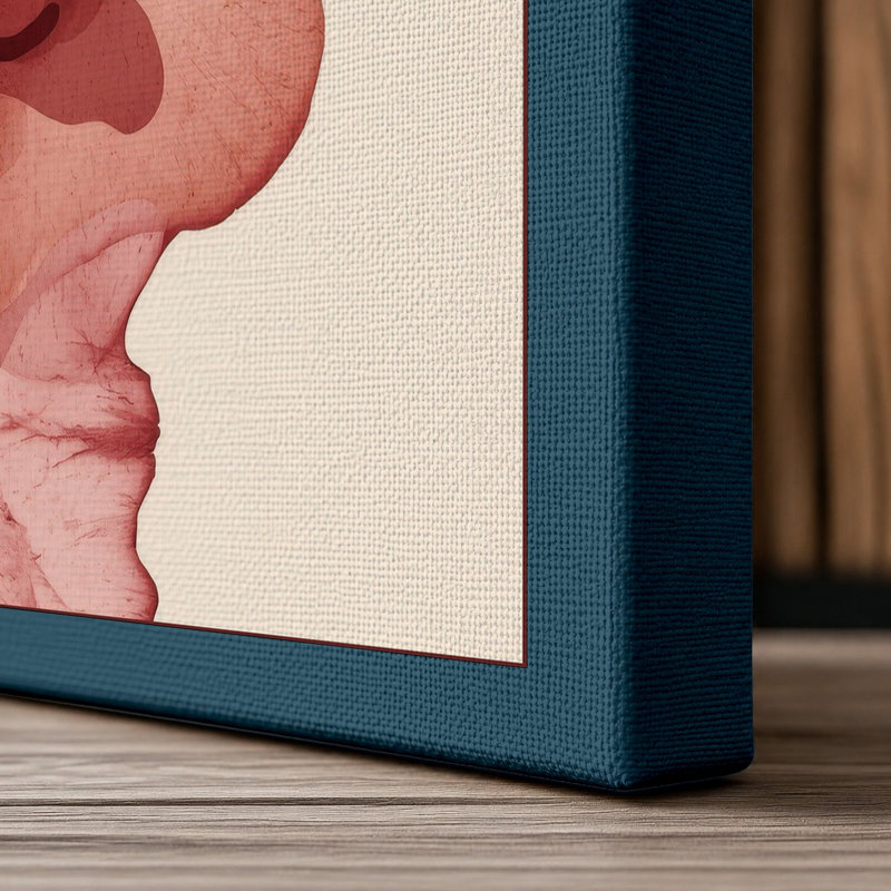 Crimson Flow Abstract - Wrapped Canvas, 30x20 - 76.2 x 50.8 cm, Teal Border