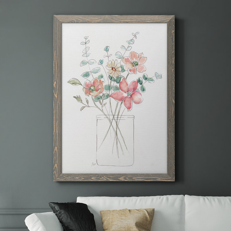 «Whimsical Wildflowers I», reproduction sur toile encadrée, H 37,5 po x l 27,5 po x P 1,5 po, Encadré gris