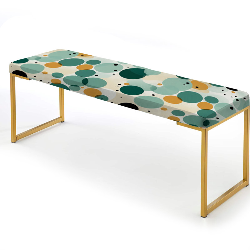 Polka Dots Upholstered Gold Bench, Teal Zen Serenity Polka Dots Pattern