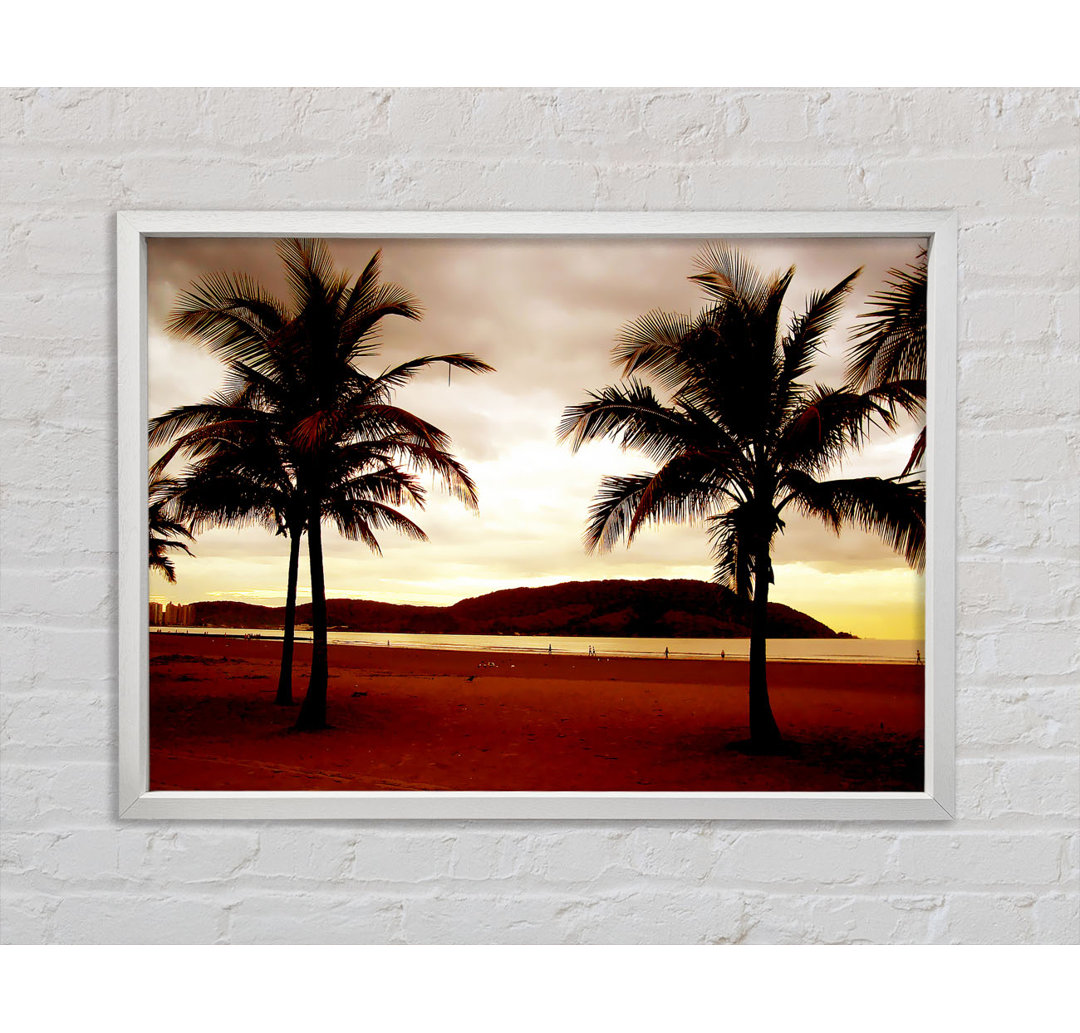 Beach Palmtree Bergblick - Drucken