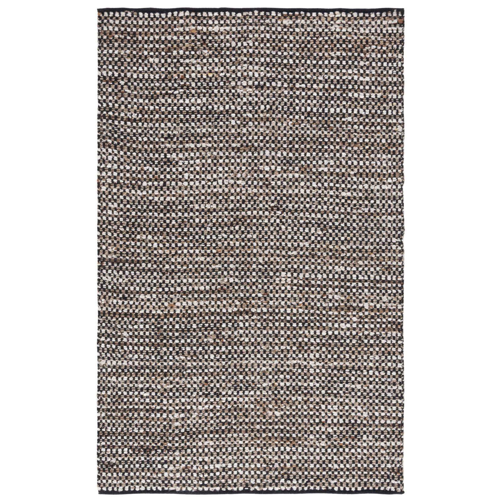 Gabino Geometric Handmade Flatweave Area Rug in Black/Ivory, Rectangle 2'3" x 4'