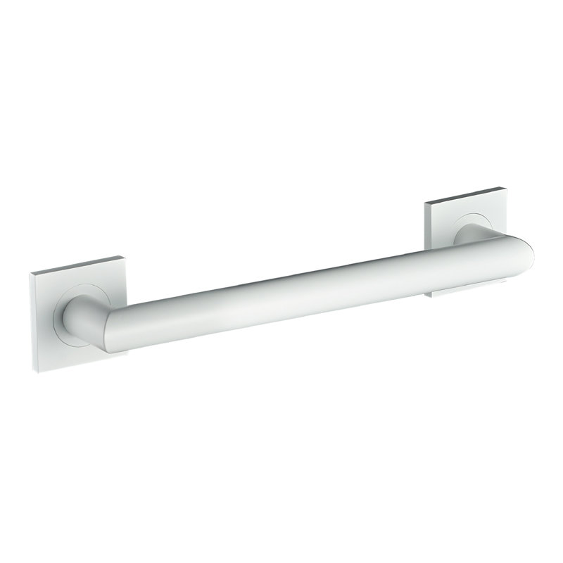18" Wall-Mounted Crater Grab Bar - Matte White, Premium Brass Construction, Installation Hardware Included, Matte White