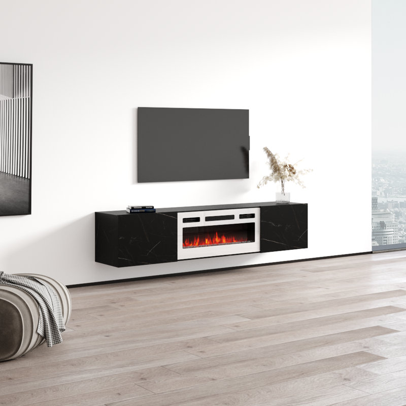 Baja 70.9" Modern TV Stand with Electric Fireplace, Matte Finish, Wall-Mounted, San Sebastian