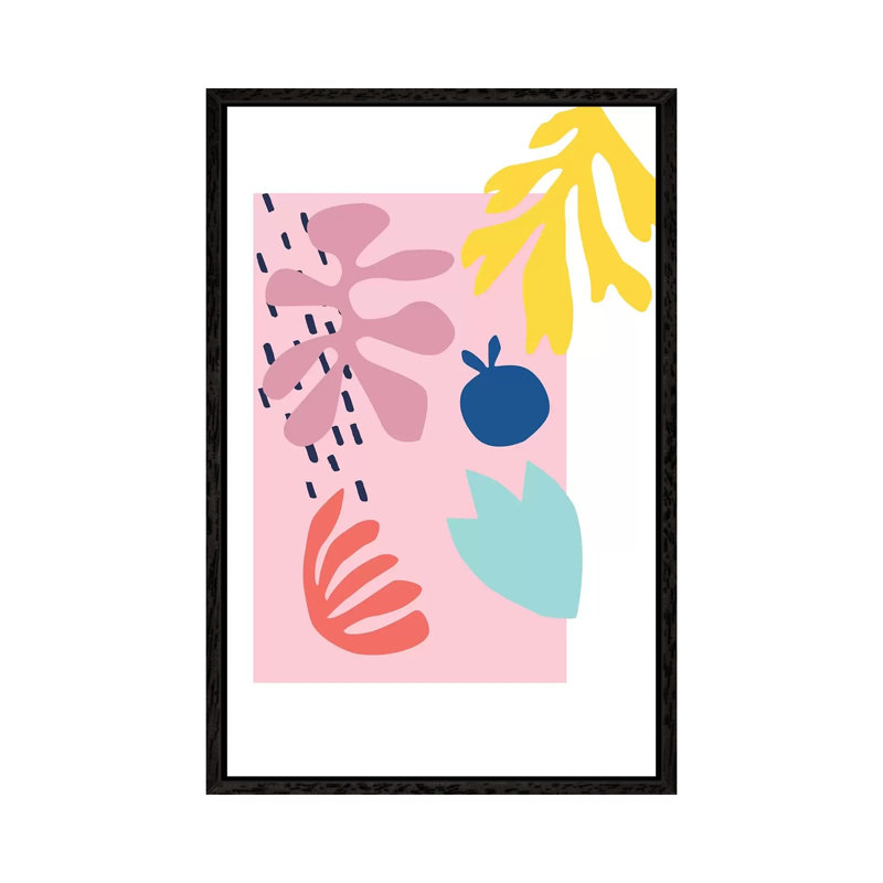 Pink Cut Out - Painting on Canvas, Black Framed, 66.04cm H x 45.72cm W x 3.81cm D