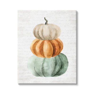 " Stacked Autumn Fall Pumpkins Cursive Words Background " by Lettered And Lined