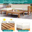 Ensemble de canapé modulaire de patio en bois d'acacia 5 pièces, ensemble de sièges d'angle à dossier en X avec coussins beiges résistants à l'eau et table basse pour balcon de piscine