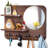 Rustic Wall Mounted Coat Rack with Shelf, Mirror and 4 Double Hooks