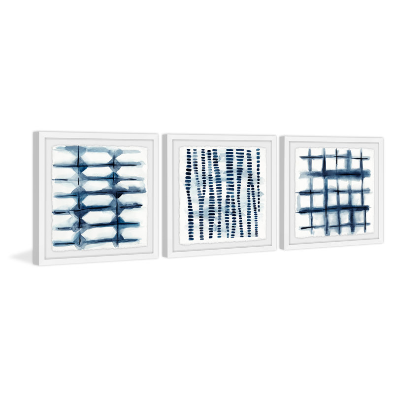 Indigo Study VII Triptych - ensemble de 3 reproductions de cadres photo, H 12 po x l 12 po x P 1,5 po