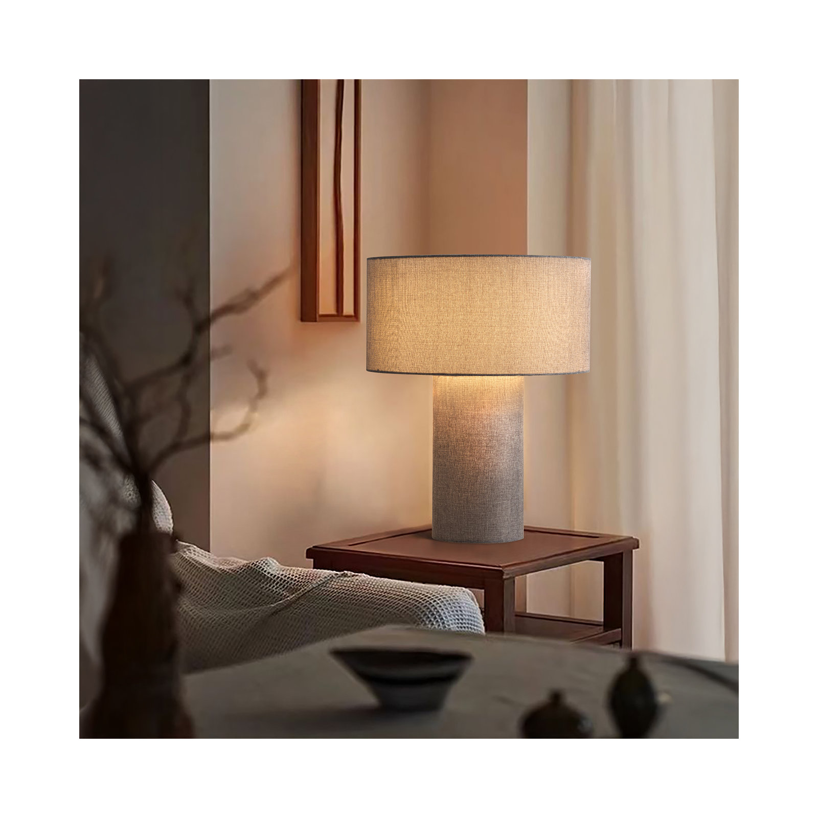  Linen Table Lamp, Cashmere Gray