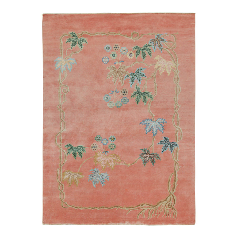 Hand Knotted Wool Floral Area Rug, Rectangle 10' x 14'