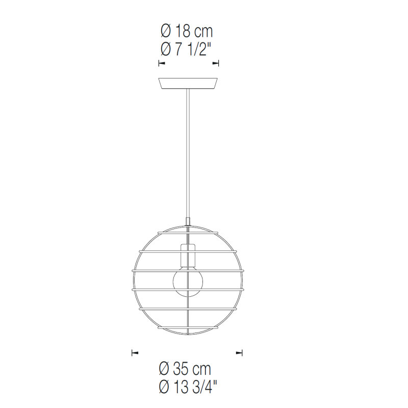 Sphere 1 -Light Single Globe Pendant, Brass, 13.75" H x 13.75" W x 13.75" D