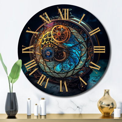 Bioluminescent Spiral Oceanic Astrolabe IV Metal Wall Clock