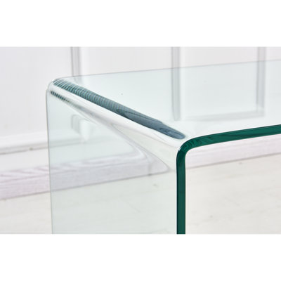 Transparent End Table - Versatile For Different Settings And Needs Tempered Glass Sidetable Display Use