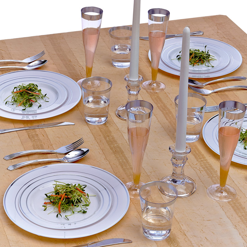 Assiette à dîner jetable en plastique lourd poids, Argent