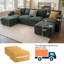 Canapé d'angle modulaire surdimensionné en forme de U de 295 cm (116 pouces), 6 places, confortable, en chenille, avec assise profonde et pouf amovible.-1306224646-1302126582