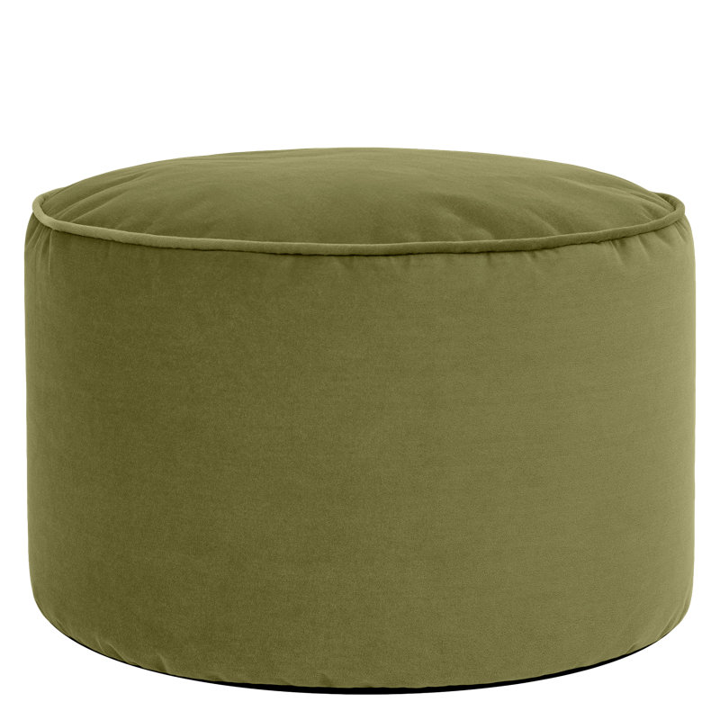 Milano 55Cm Wide Velvet Round Pouffe Ottoman, Olive Green