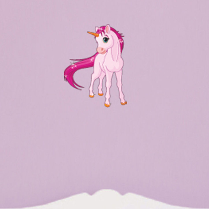 Décalcomanie murale licorne rose, H 12 po x l 9 po