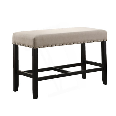Banc rembourré, banc de salle à manger rustique contemporain, banc à hauteur de comptoir avec garniture cloutée