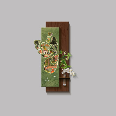 Art mural brun et vert en grès