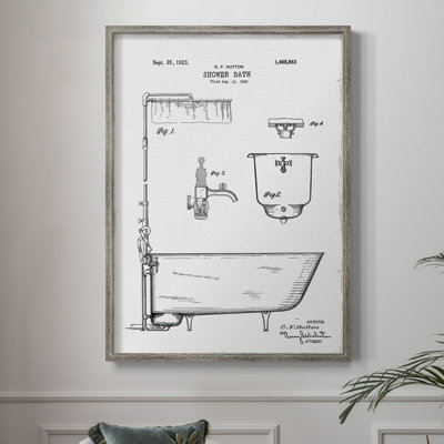 «Vintage Bath I», reproduction encadrée - bois massif