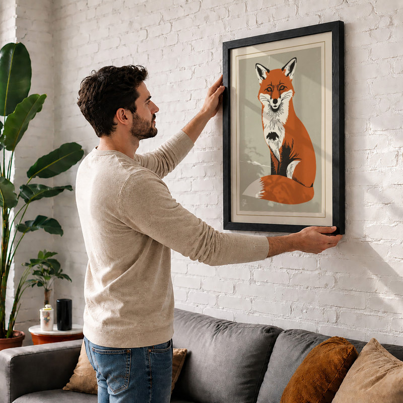 Dignified Fox Modern - Framed Print, Black, A3 - 42.0 x 29.7 cm
