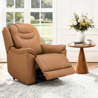 Fauteuil inclinable électrique de massage en cuir véritable avec télécommande