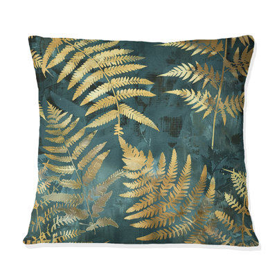 Gold Green Tropical Palnts - Tropical Pillow