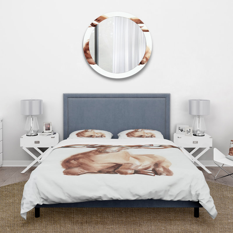 Portrait of Wild Ram avec Mighty Horns II - Ensemble de housse de couette Farmhouse - Microfibre de polyester