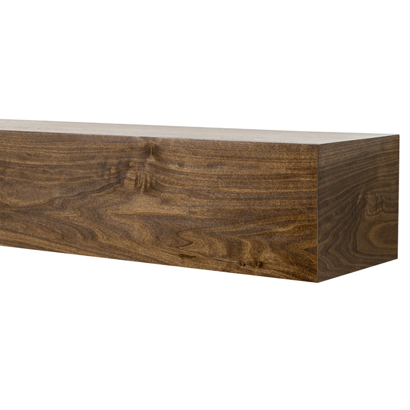 Modern Ember Boone Floating Wood Fireplace Mantel Shelf - 8 Inch Tall - With Clean Box Design, 60", Provincial Stain