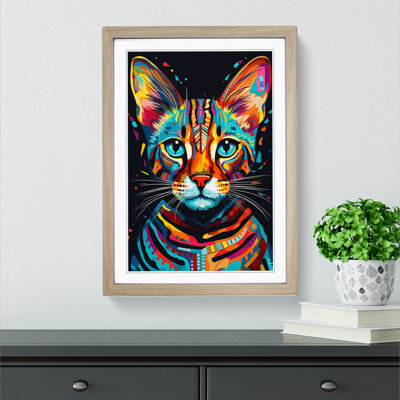 Bengal Cat Modern No.2 - Single Picture Frame Print on Wood