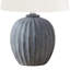 Lampe de table Suzie avec base cannelée en résine grise, abat-jour en tissu ivoire-117054109