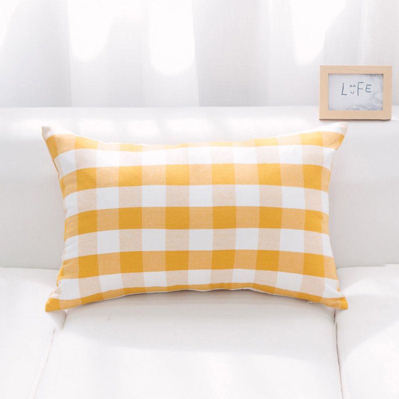 Oreiller réversible en coton Buffalo, H 26 po x l 26 po, Inférieur, Yellow/White