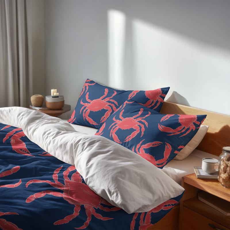 Ensemble d'édredon décoratif léger Crabby, Édredon grand + 2 taies d'oreiller standard, Marine