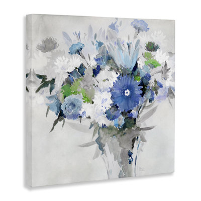 Bustling Blue Bouquet Canvas Wall Art by Theresa Heidel