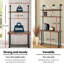Décoration de bureau de style industriel, bureau d'ordinateur avec tablettes de rangement à 2 niveaux, bureau d'ordinateur pour bibliothèque, poste de travail d'écriture avec huche pour bureau à domicile-488164382-488164381