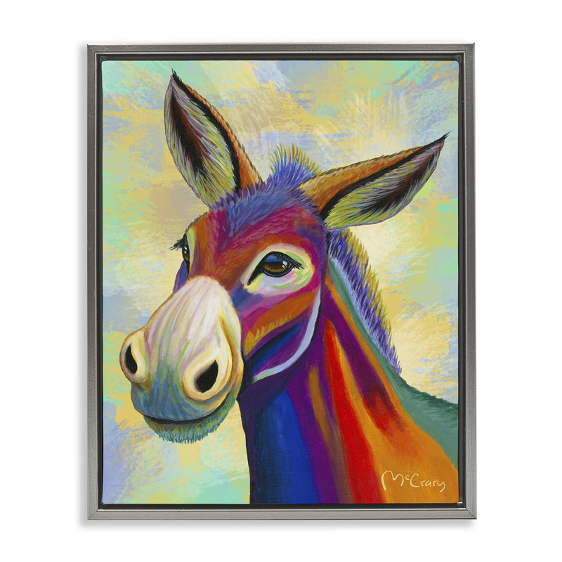 "Vibrant Donkey Expression", art par Jadei, H 31 po x l 25 po, Cadre flottant gris lustré