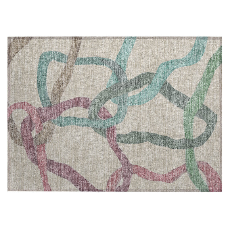 Machine Washable Indoor/Outdoor Erfried ACN2394 Abstract Rug, Rectangle 1'8" x 2'6"