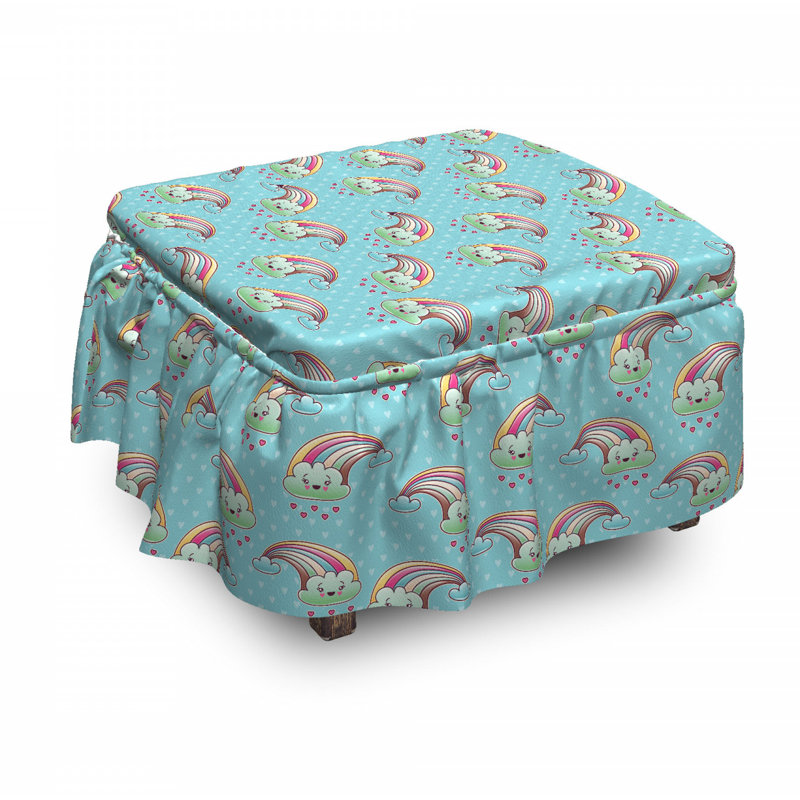 Housse pour repose-pieds hearts clouds en arc-en-ciel